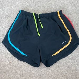 Nike Black and Rainbow Shorts Size S